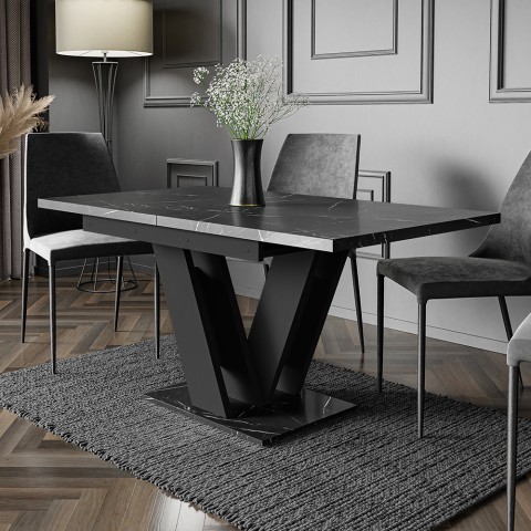Kitchen table 120-160x80 extendable modern black marble effect Masiv Royal Promotion