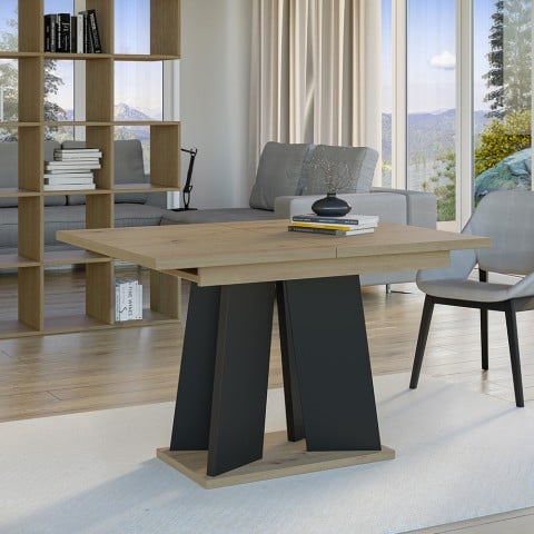 Modern extendable kitchen table 120-160x90 in black oak wood Mufo Promotion
