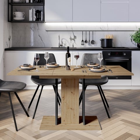 Expandable space-saving dining table 100-140x60cm black oak Wood Mini Promotion