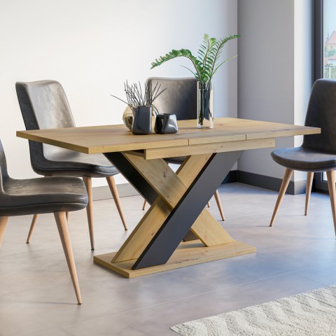 Modern extendable dining table 120-160x90cm black oak Wood Xao Promotion