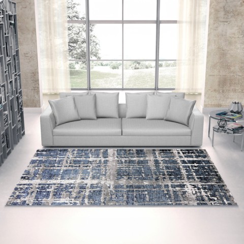 Modern design blue-grey short pile rug for living room Double BLU001 Promotion