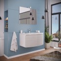 Giulia 80 Wall-Mounted Glossy White Bathroom Vanity 80 cm with Sink and 2 Wooden Doors Promotion
