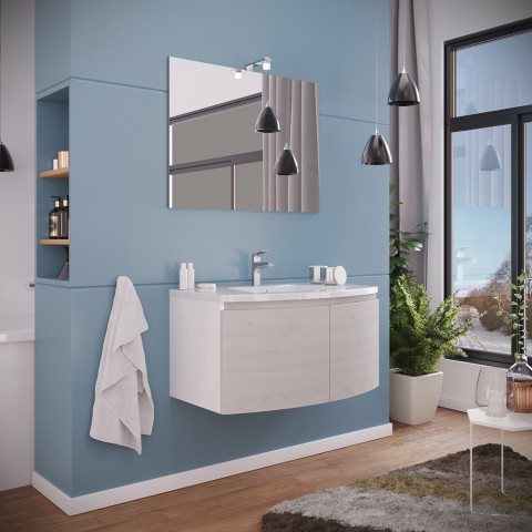 Bathroom Vanity 80 cm Glossy White Wall-Mounted Sink 2 Doors Wood Giulia 80 Promotion