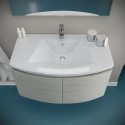 Giulia 80 Wall-Mounted Glossy White Bathroom Vanity 80 cm with Sink and 2 Wooden Doors Offers