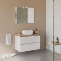 White Wall-Mounted Bathroom Vanity 80 cm with Countertop Basin City 80 On Sale