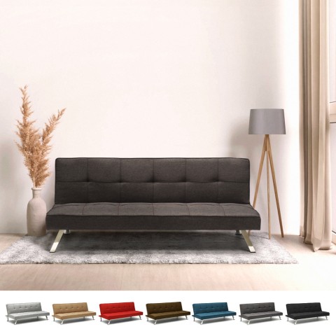 Sofa Bed 2 Seats in Fabric Modern Design Gemma Promotion