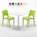 MERINGUE Set Made of a 70x70cm White Square Table and 2 Colourful Paris Chairs Promotion
