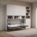 Kando E White Horizontal Single Murphy Bed with Mattress, Space-Saving Design Promotion
