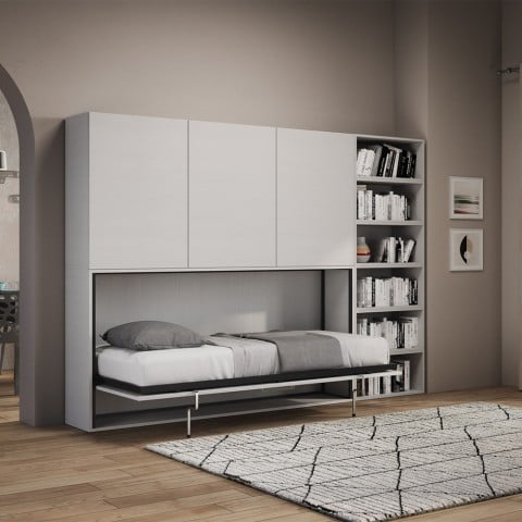 Wardrobe with horizontal space-saving single murphy bed Kando G Promotion