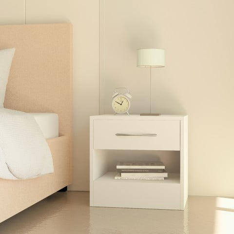 White modern bedside table 1 drawer Selina bedroom children's room Promotion