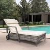 Garden pool sun lounger in rattan with wheels and armrests Kanani On Sale