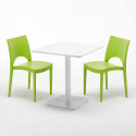 MERINGUE Set Made of a 70x70cm White Square Table and 2 Colourful Paris Chairs Model