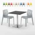 RUM RAISIN Set Made of a 70x70cm Black Square Table and 2 Colourful Gruvyer Chairs Promotion