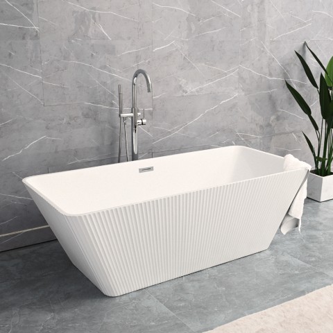 Rectangular Freestanding Bathtub 170x75 Modern Fluted Arkoi Promotion