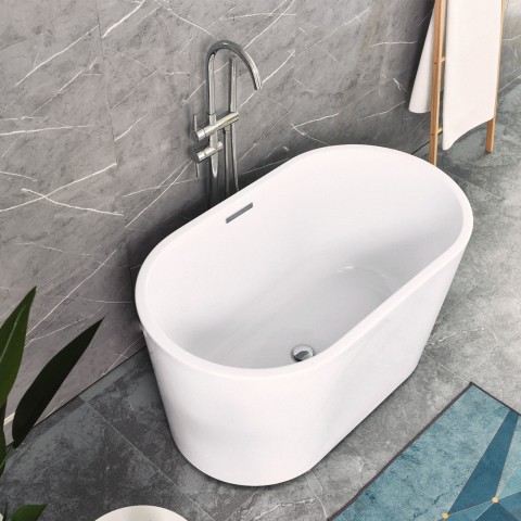 Freestanding bathtub 120x68 modern oval white acrylic Kalamos Promotion