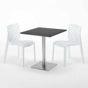 RUM RAISIN Set Made of a 70x70cm Black Square Table and 2 Colourful Gruvyer Chairs 