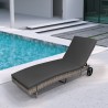Sunbed lounger reclining garden in rattan with wheels Hooma Offers