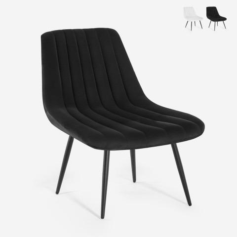 Modern design lounge chair ribbed seat velvet fabric Rajin Promotion