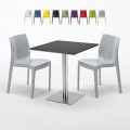 RUM RAISIN Set Made of a 70x70cm Black Square Table and 2 Colourful Ice Chairs Promotion