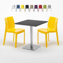 RUM RAISIN Set Made of a 70x70cm Black Square Table and 2 Colourful Ice Chairs Choice Of