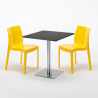 RUM RAISIN Set Made of a 70x70cm Black Square Table and 2 Colourful Ice Chairs 