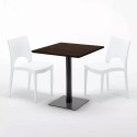 Melon Set Made of a 70x70cm Wooden Square Table and 2 Colourful Paris Chairs 