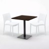 Melon Set Made of a 70x70cm Wooden Square Table and 2 Colourful Paris Chairs 