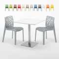 STRAWBERRY Set Made of a 70x70cm White Square Table and 2 Colourful Gruvyer Chairs Promotion