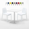 MERINGUE Set Made of a 70x70cm White Square Table and 2 Colourful Ice Chairs Promotion