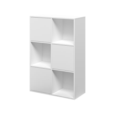 Bookcase with office cabinet doors 6 white shelves 65x30x97cm Ika 5 Promotion