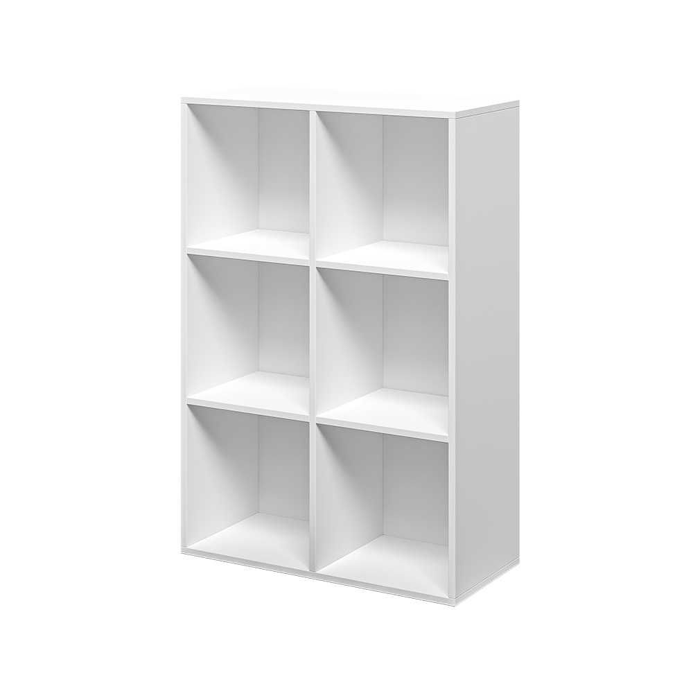 Modern White Office Bookcase with 6 Cube Shelves 65x30x97cm Ika 2