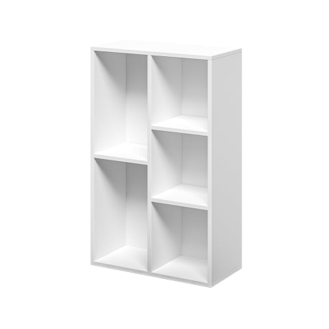 White Office Bookcase with 5 Modern Cube Shelves 50x25x80cm Ika 3 Promotion