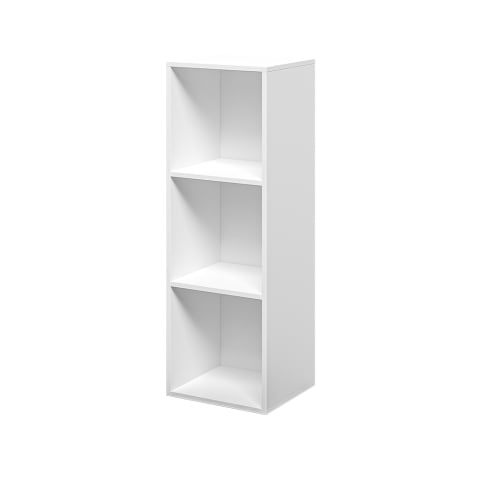 Low white wooden bookcase with 3 shelves for office study Ika 4 Promotion