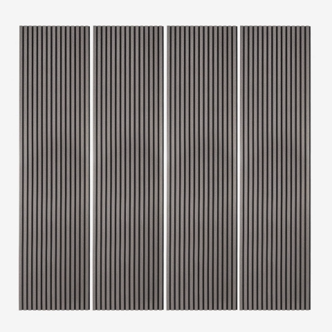 4 x Decorative Acoustic Panels 240x60cm Dark Wood Slats Kover-DB Promotion