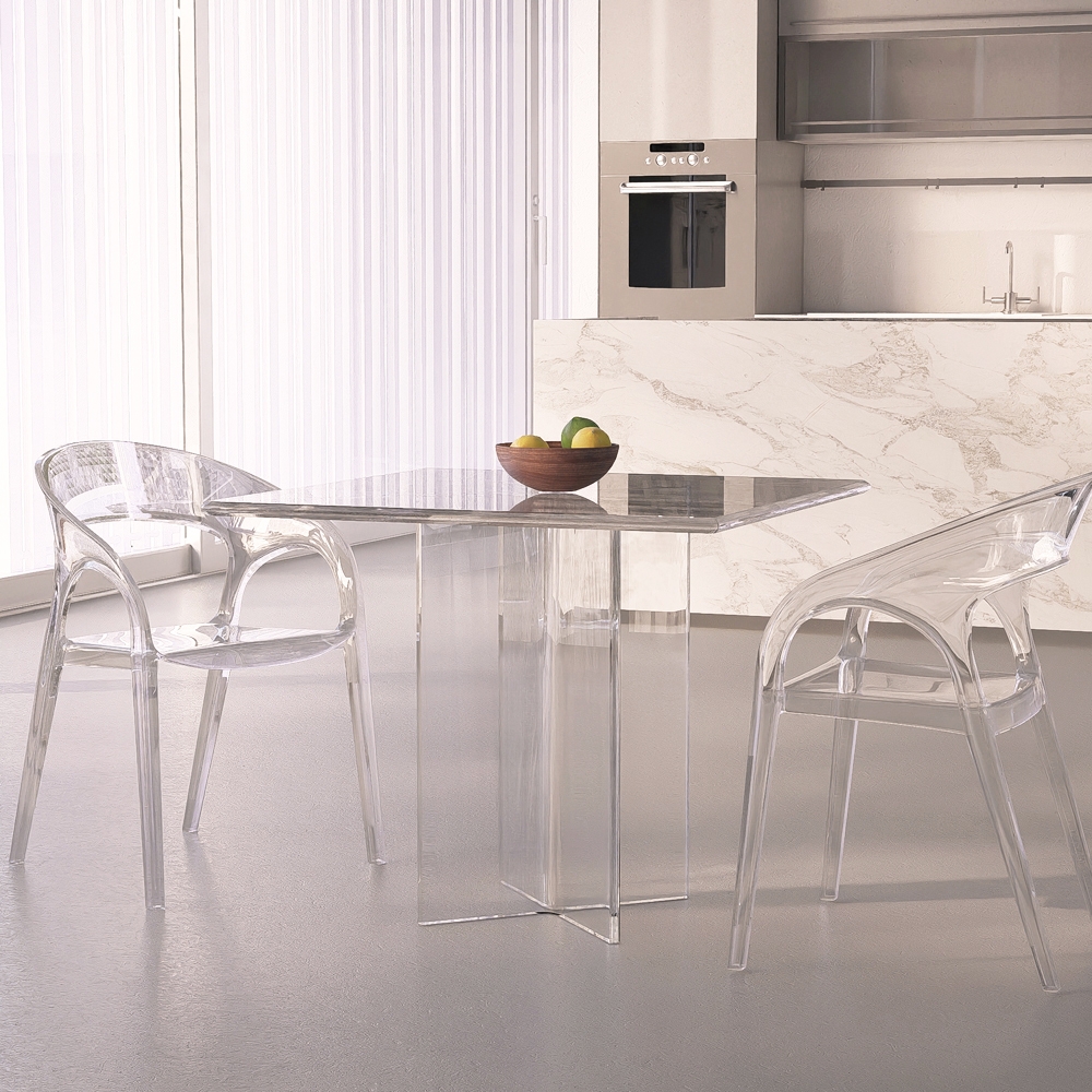 Holden 80x80cm Square Transparent Polycarbonate Dining Table
