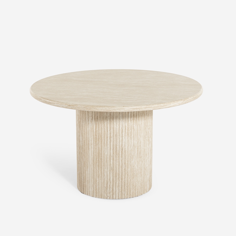 Kara 120cm Modern Round Dining Table in Stone-Effect Wood