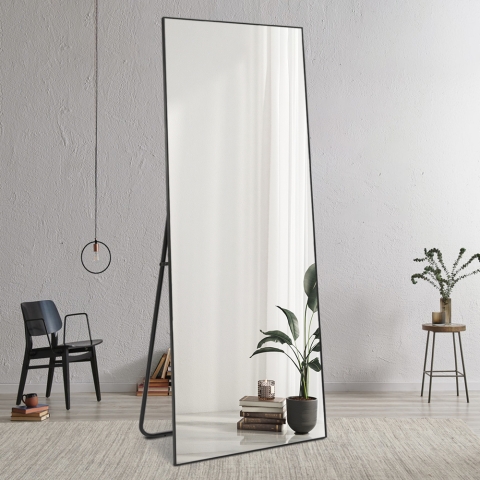 Large 180x80cm Vertical Floor Wall Black Modern Mirror Hamstur-B Promotion