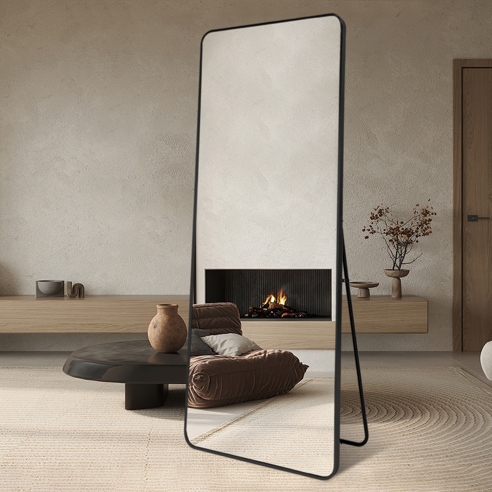 Large Free-Standing Wall Mirror Modern Black 180x80cm Arsen-B Promotion