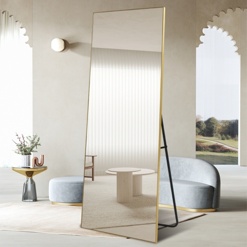 Floor wall mirror gold 180x80cm entrance bedroom Hamstur-G Promotion