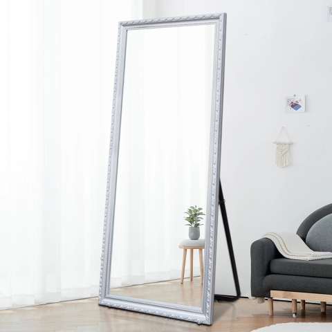 Floor or Wall Mirror 180x80cm with Classic Silver Frame Vestur-S Promotion