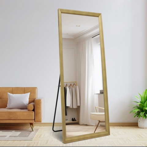 Vertical mirror 180x80cm from wall to floor wood effect Kommi Promotion