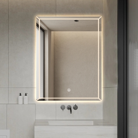 Illuminated bathroom mirror 60x80cm with anti-fog Vindur L Promotion