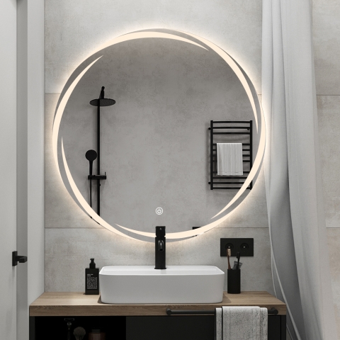 Round illuminated 60cm anti-fog bathroom mirror Veski L Promotion