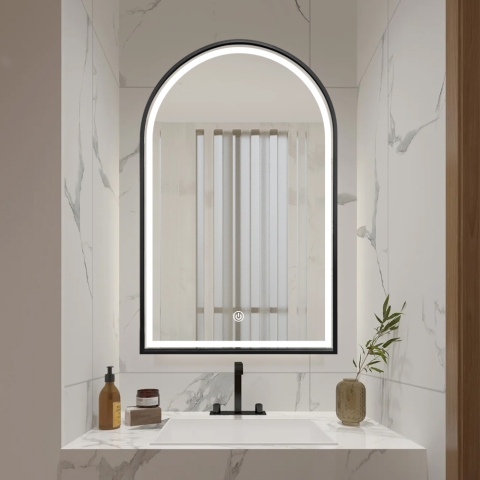 Backlit bathroom mirror with black anti-fog frame Flaska Promotion