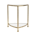 Triangle S Triangle-Shaped Side Table with 2 Shelves in Gold Metal and Glass Promotion