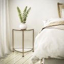 Triangle S Triangle-Shaped Side Table with 2 Shelves in Gold Metal and Glass On Sale