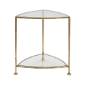 Triangle S Triangle-Shaped Side Table with 2 Shelves in Gold Metal and Glass Offers