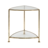 Triangle S Triangle-Shaped Side Table with 2 Shelves in Gold Metal and Glass Offers