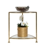 Triangle S Triangle-Shaped Side Table with 2 Shelves in Gold Metal and Glass Sale