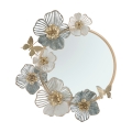 Amy Round Wall Mirror with 3D Floral Decorations Promotion